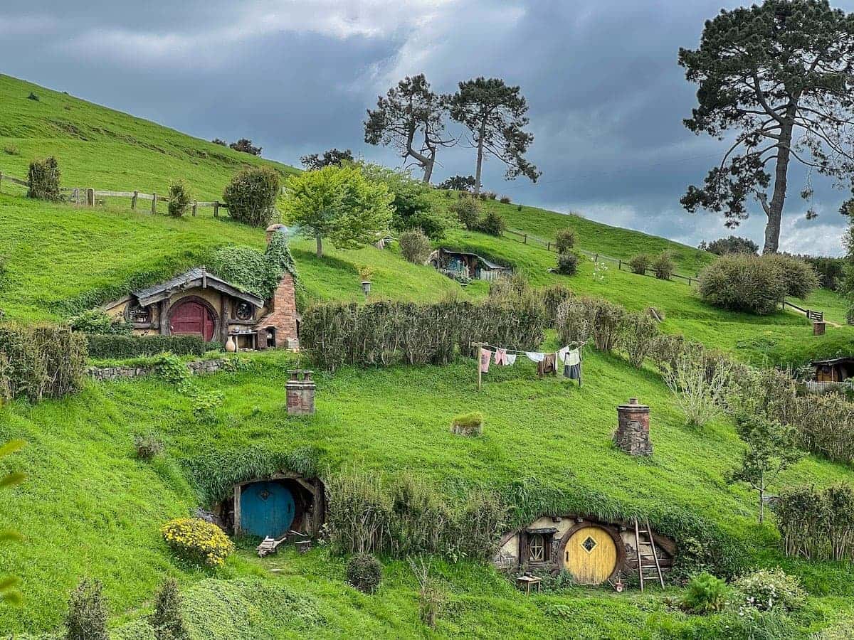 The Shire at the Hobbiton Movie Set on North Island in New Zealand.
