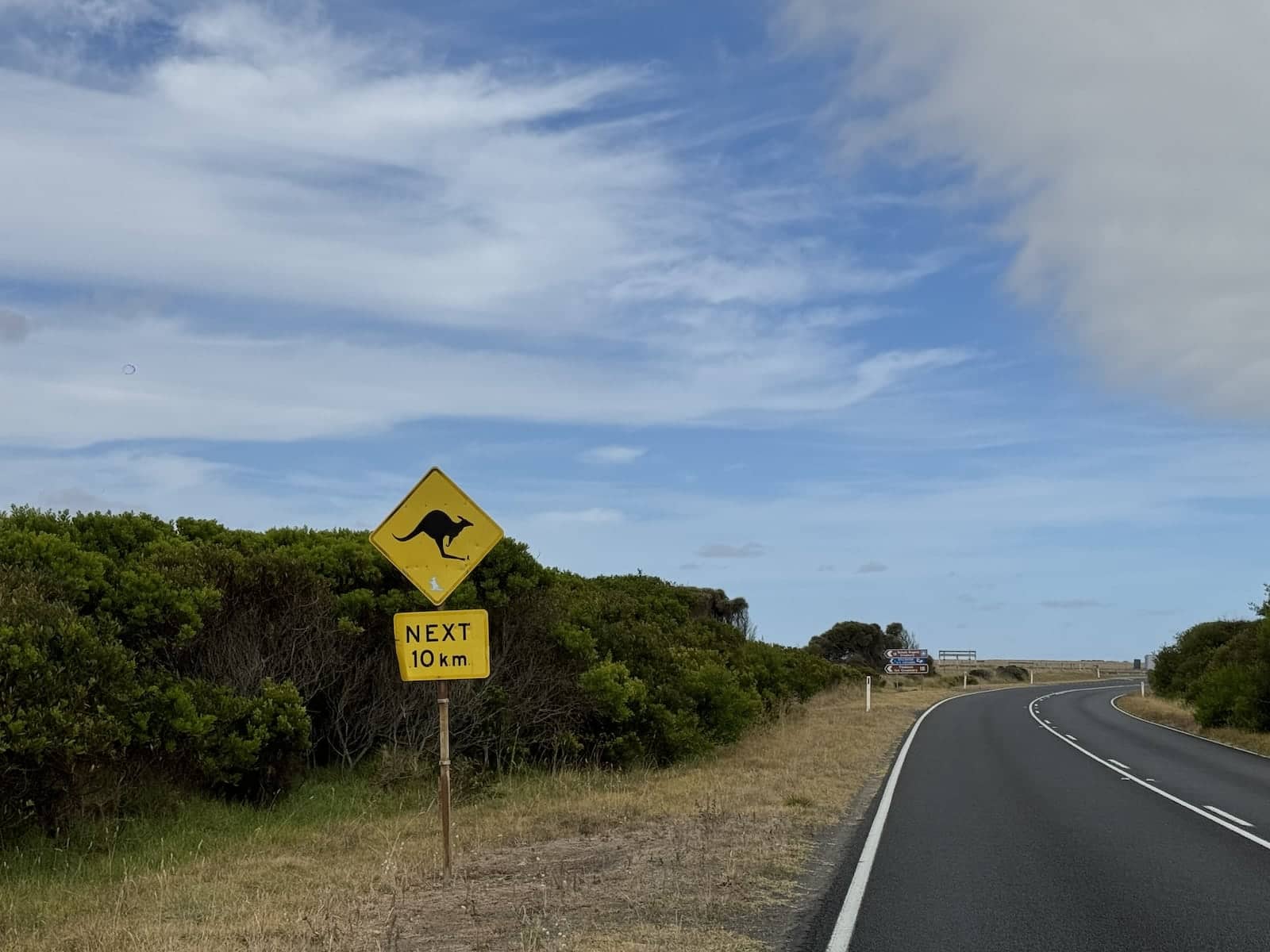 Road sign of a kangaroo on the Great Ocean Road.