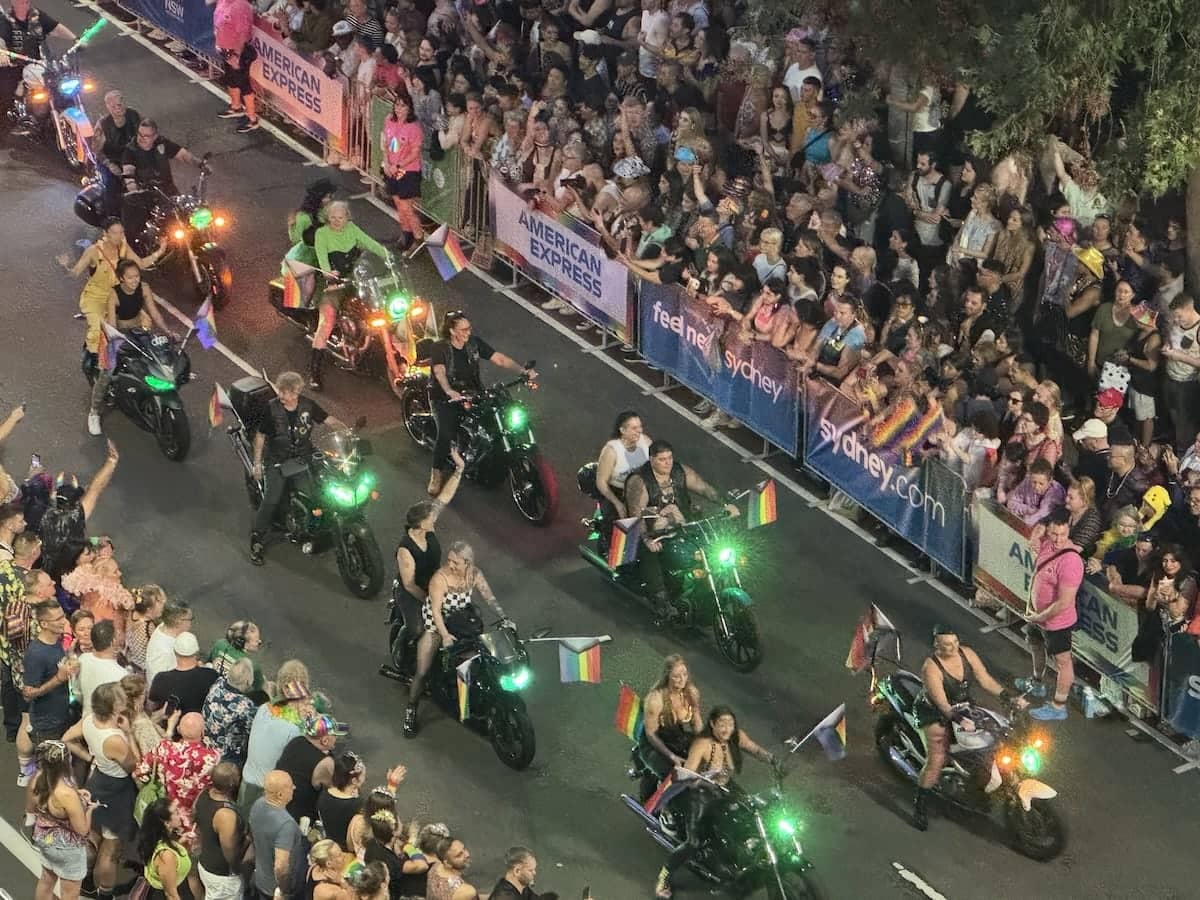 Dykes on Bikes leading the Sydney Mardi Gras Parade.