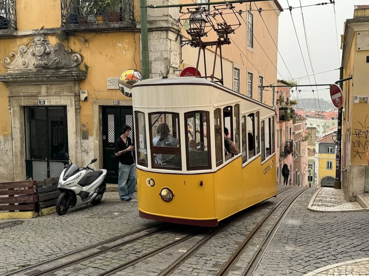 The famous funicular ride in Lisbon.