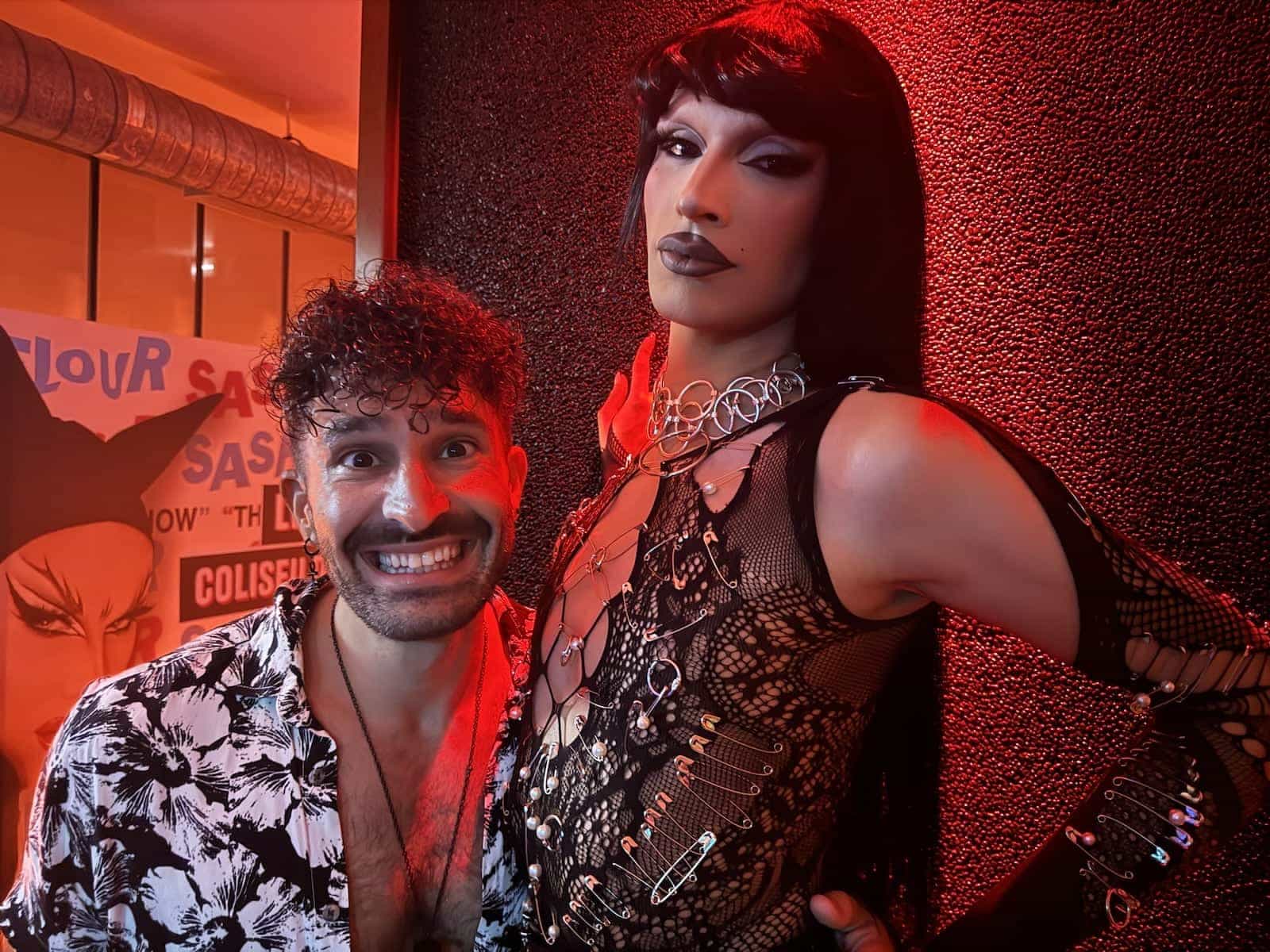 Stefan and drag queen at the Trumps gay club in Lisbon.