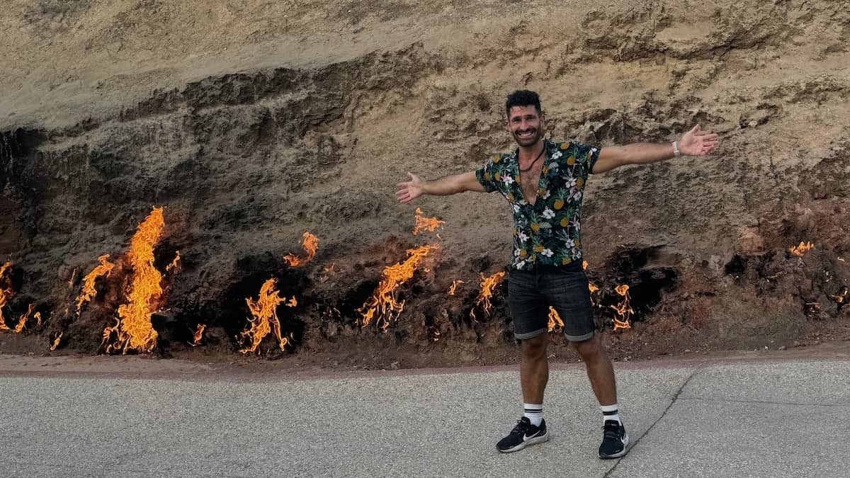 Stefan at the Fire Mountain Yanardaq in Azerbaijan.