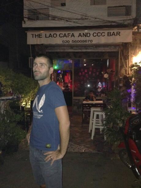 Seby at the CCC gay bar in Vientiane, the capital of Laos.