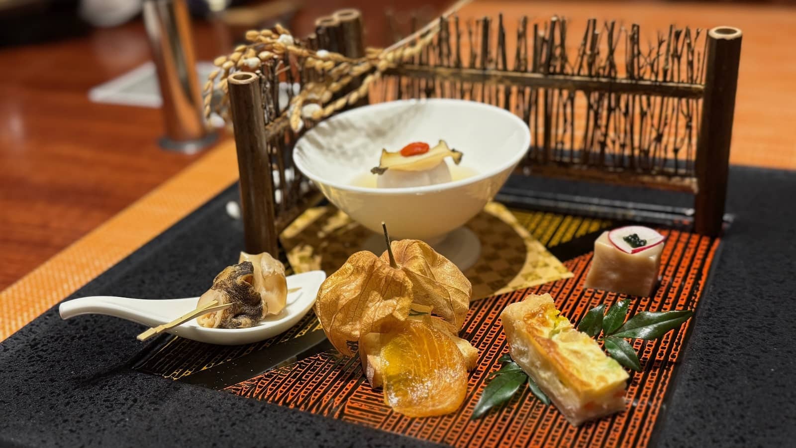 A fancy Japanese meal at the Hotel Bourou Noguchi Noboribetsu in Hokkaido.