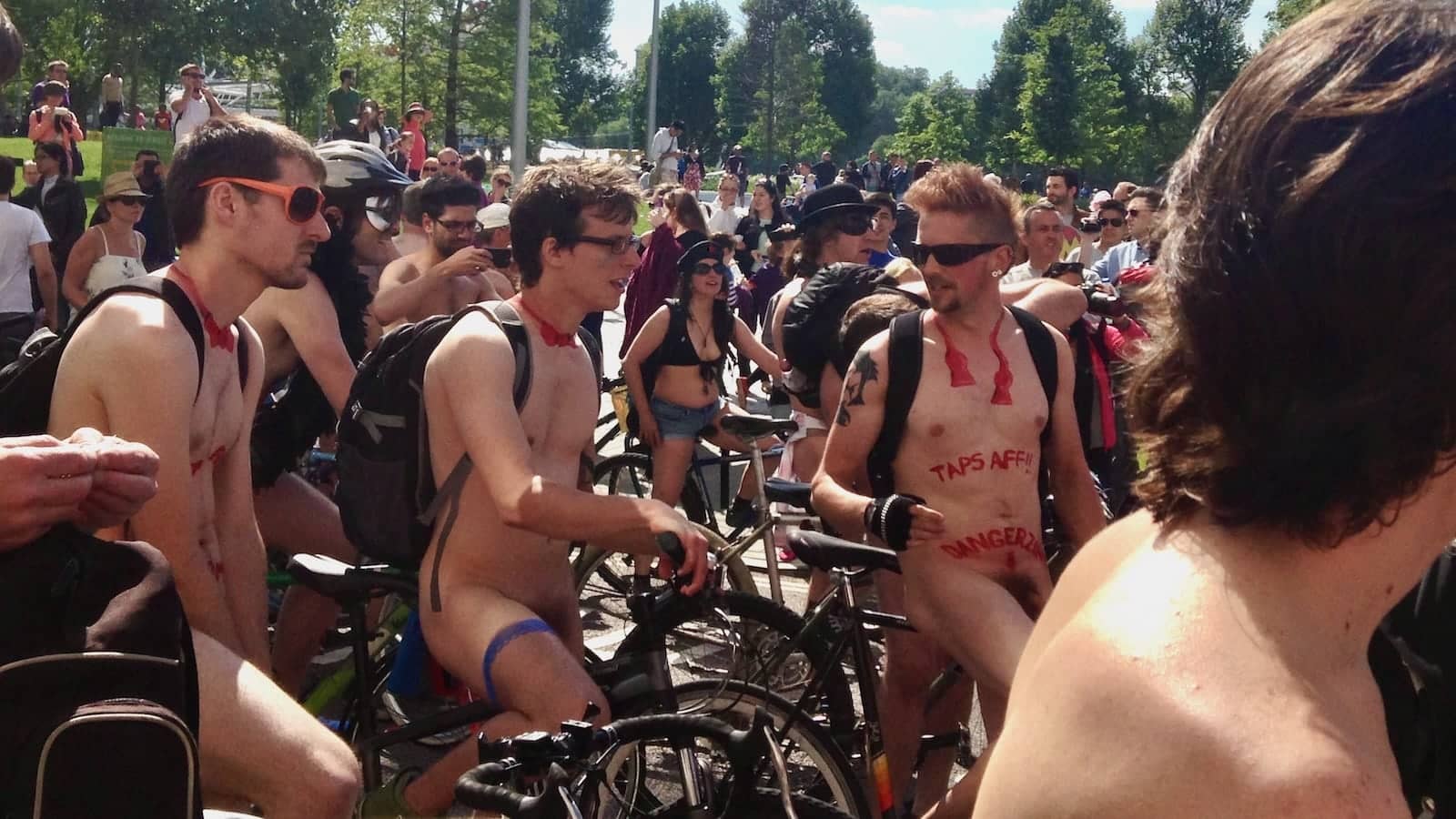 World Naked Bike Ride in London every June.