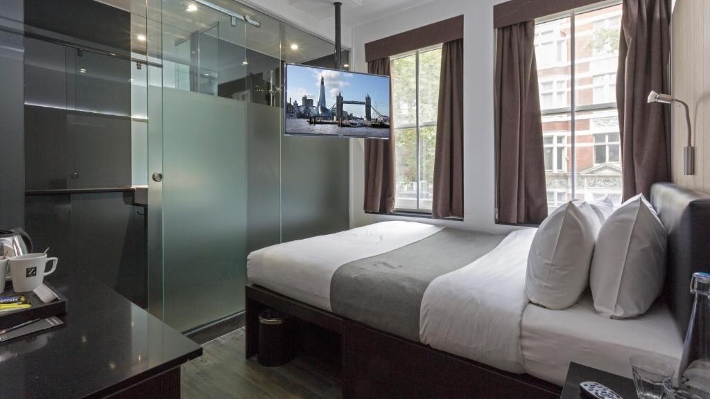 Bedroom at the Z Hotel London in Soho.