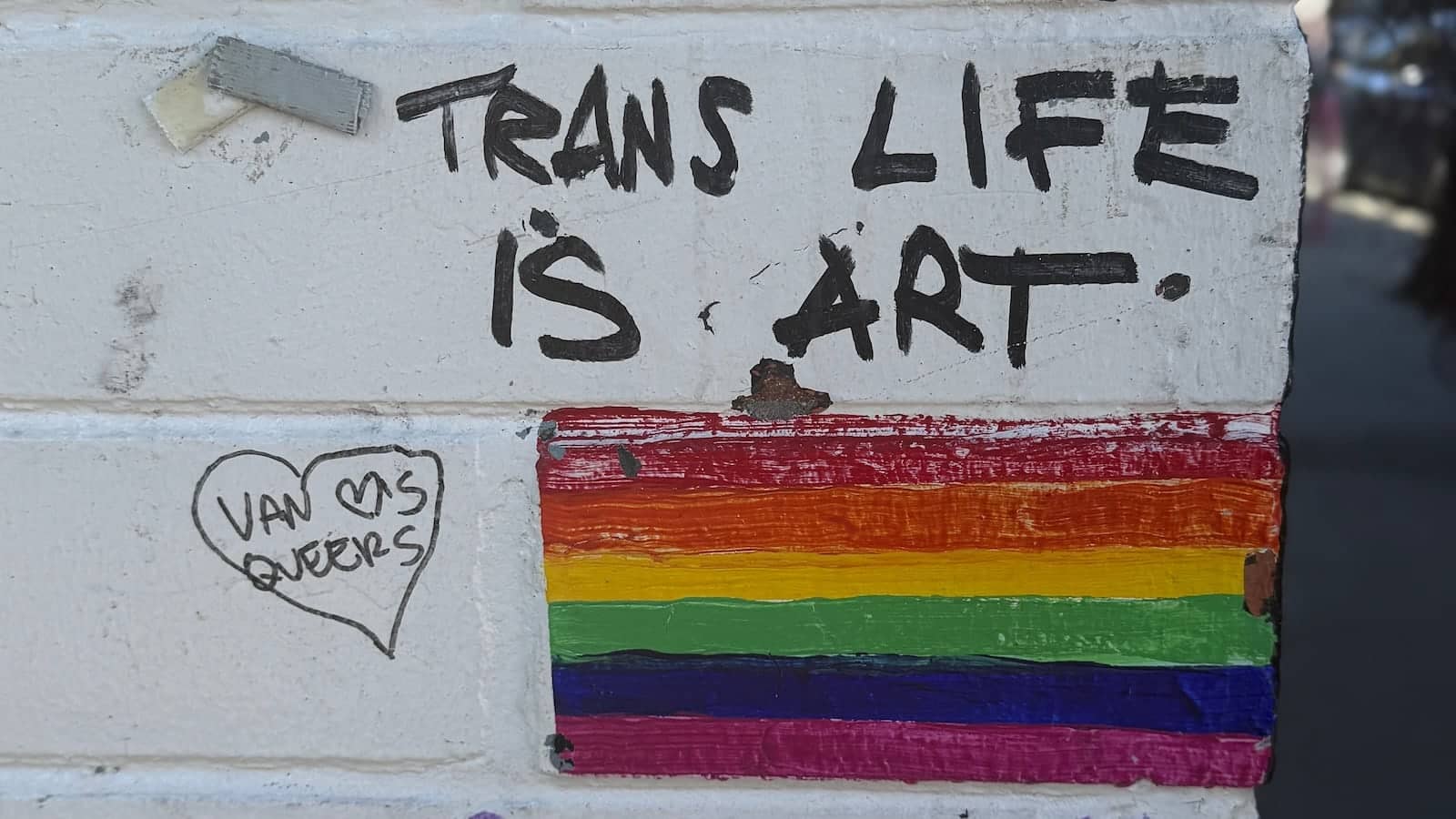 Vancouver gay street art in Davie Street gay village.