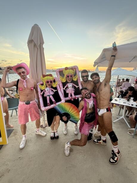 Our cute group at the Barbie themed Beach party at Gianpula Village for Hoopla Malta.