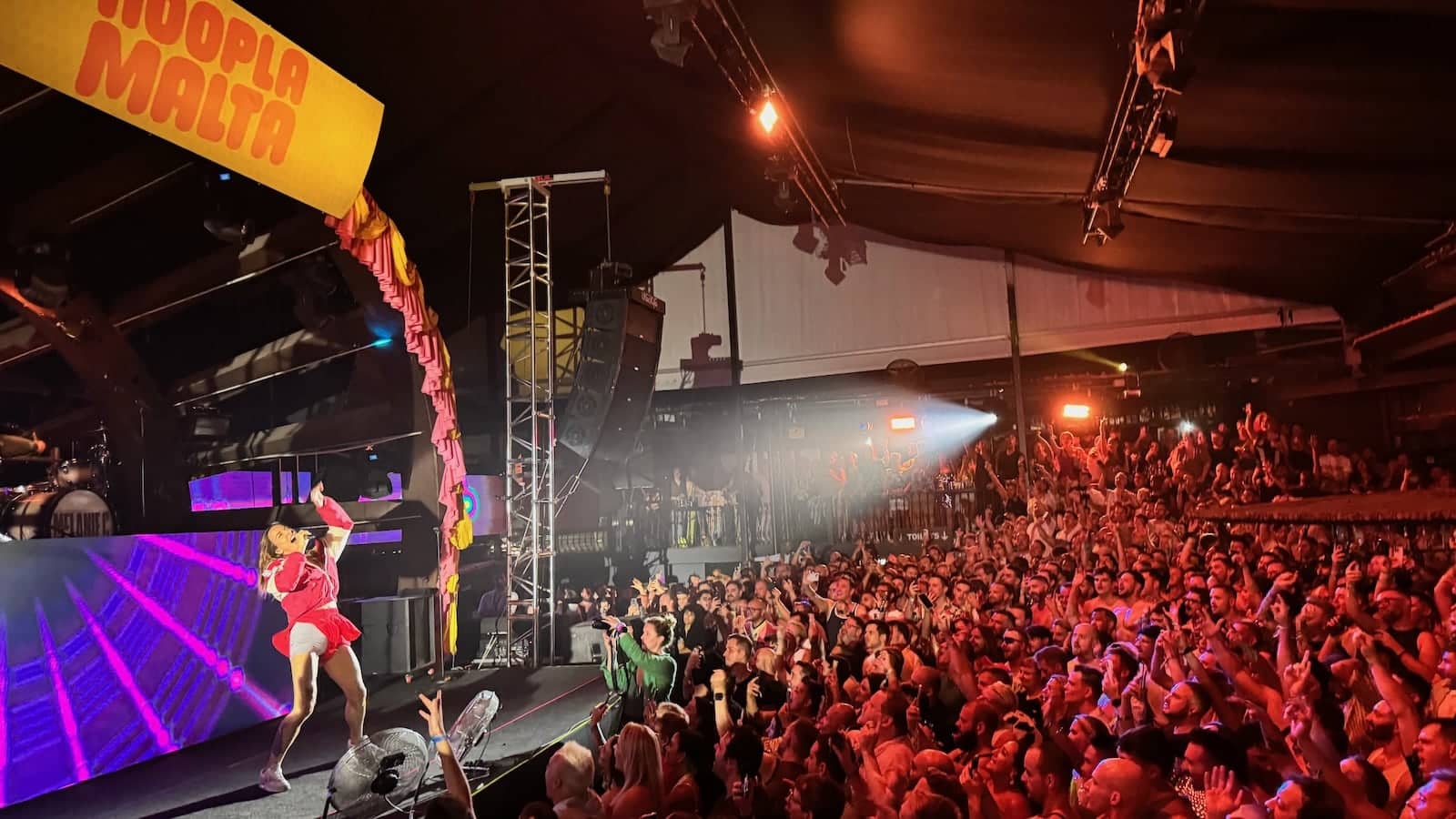 Melanie C performing at the Hoopla Malta Gianpula Village.