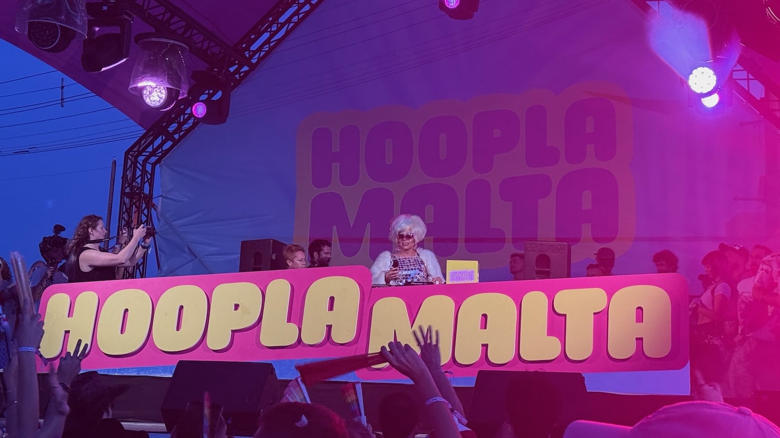 Trixie Mattel performing at the Hoopla Malta Little Armier Beach Party.