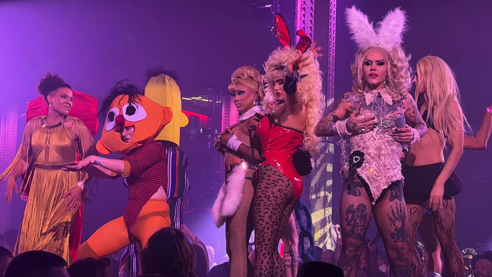 Some of the eclectic performers at Homobloc gay rave in Manchester.