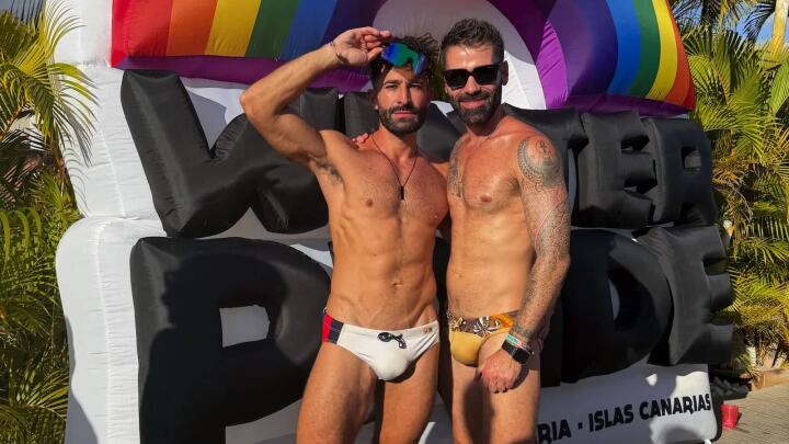 Gay couple at Winter Pride Maspalomas.
