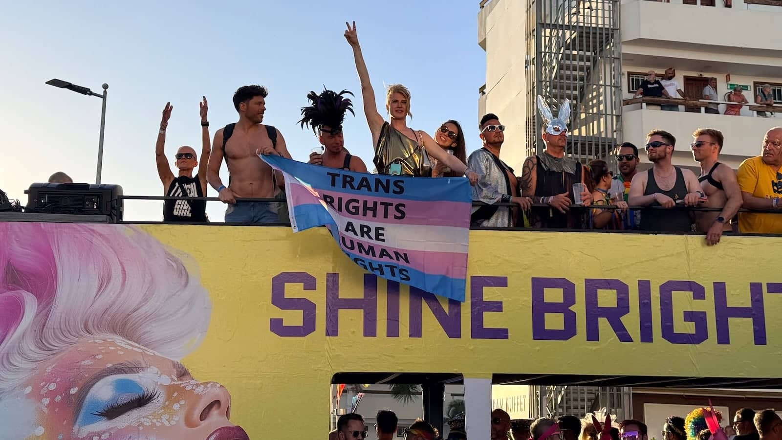 Trans activists at Winter Pride parade Maspalomas.