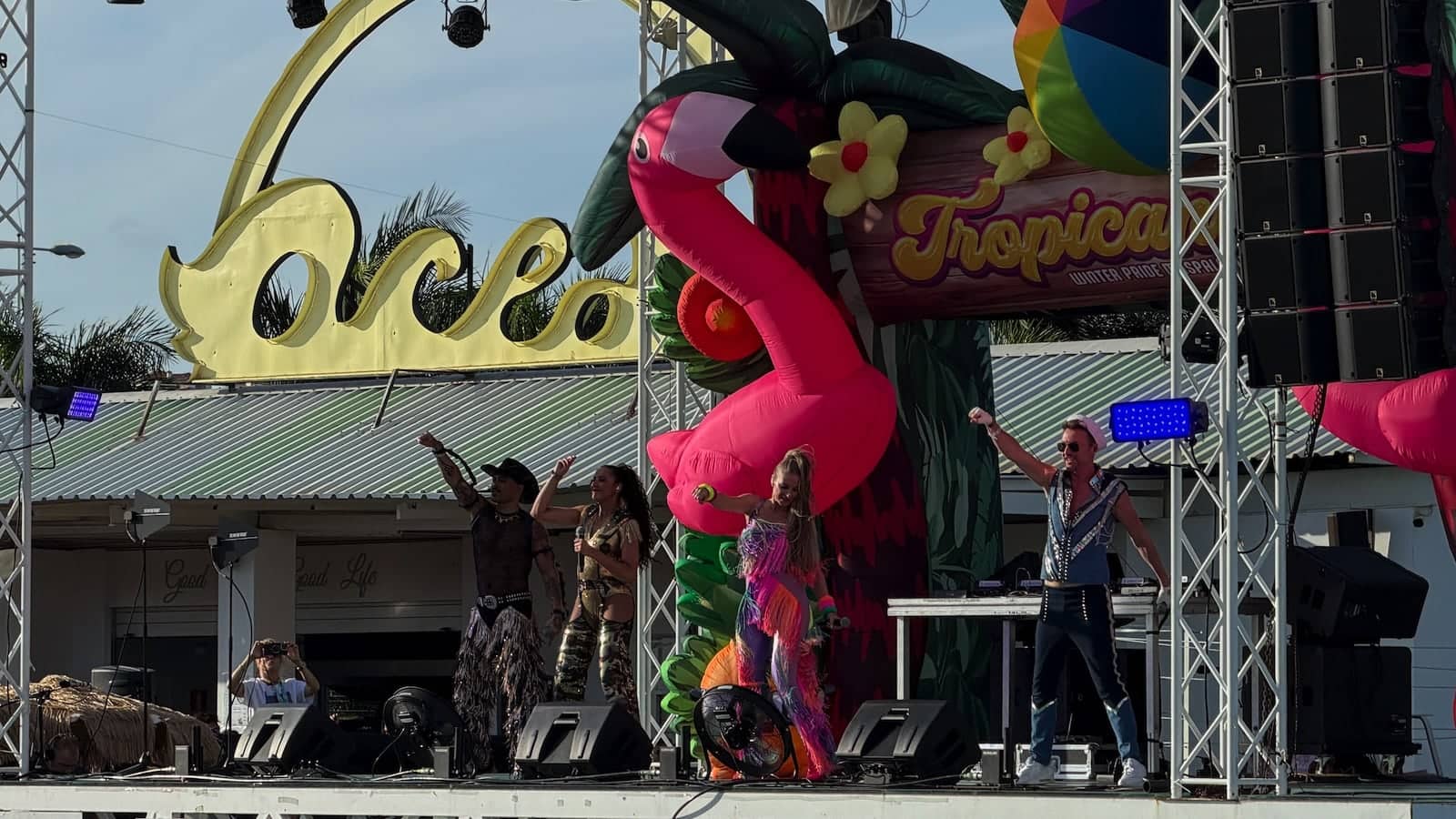 Venga Boys performing at the Tropicana gay pool party in Maspalomas for Winter Pride.