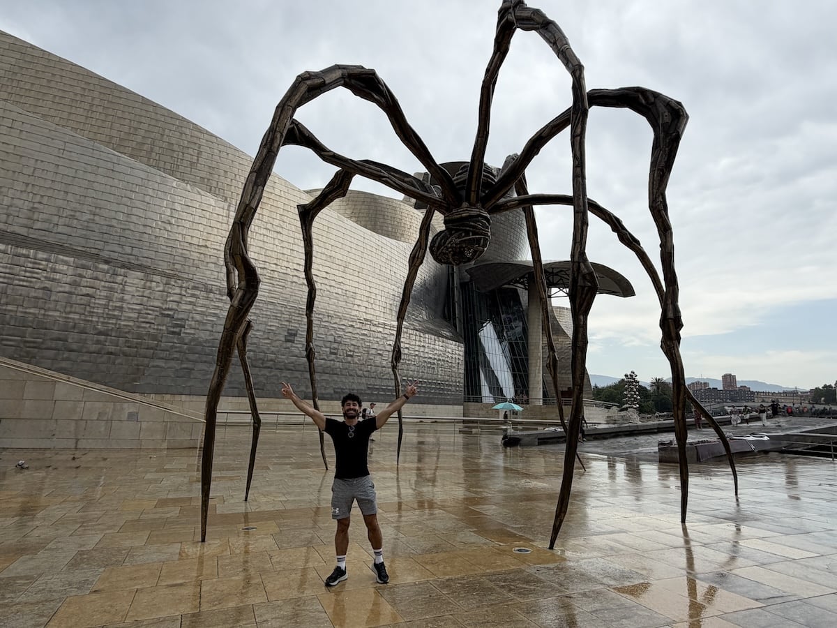 Stefan and the giant Guggenheim tarantula statue.