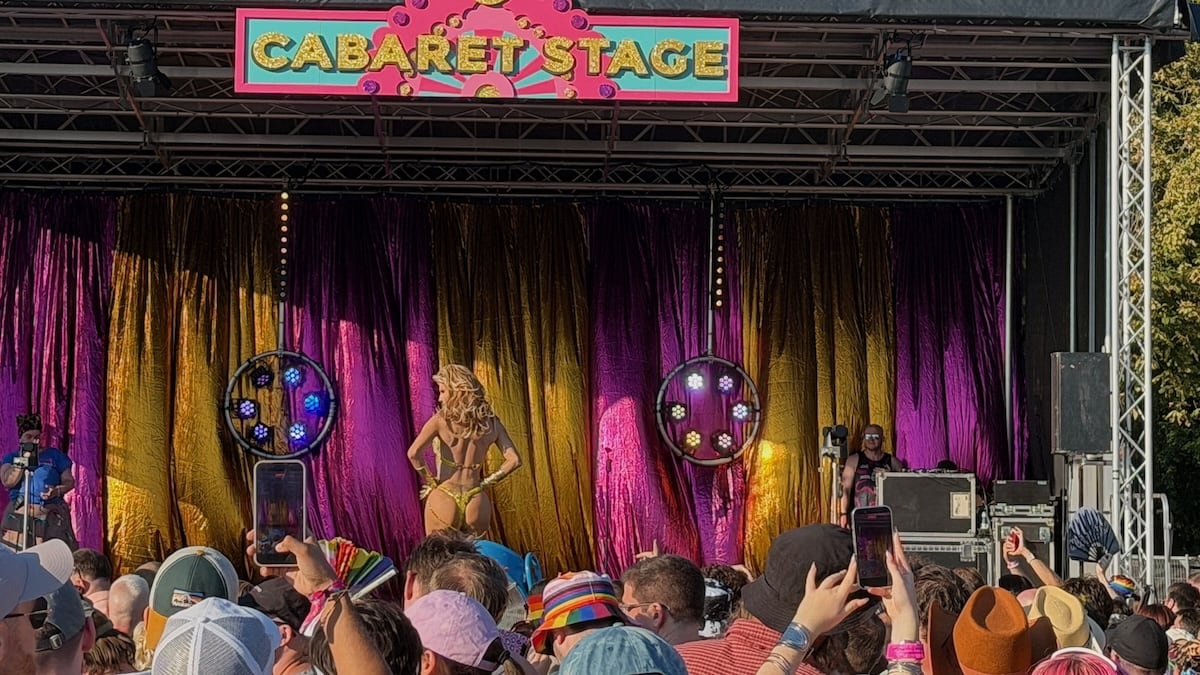 Trinity the Tuck performing at the Cabaret Stage for Bristol Pride.