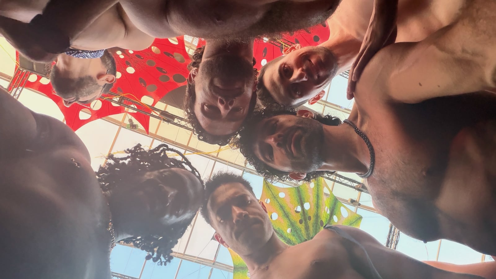 Madrid Pride boys looking down.