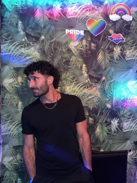 Sefan at The Queen Shilling gay bar in Bristol.