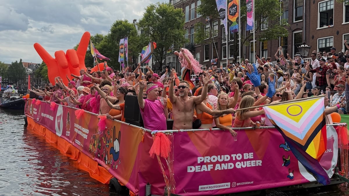 Deaf and Proud canal boat at Amsterdam WorldPride.