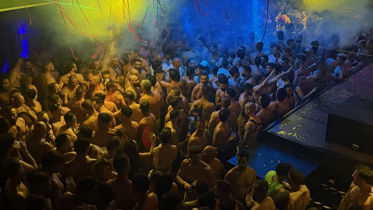 Large gay party crowd at Torremolinos.
